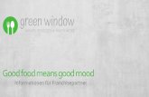 Green WIndow Franchise ganz ganz aktuell · Premium HealthFood –Positionierung zahlt sich aus Die Marke Green Window -Wraps, Potatoes & Much More. Frisch gerollte Wraps, heiße