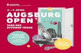 4.– 7. APRIL AUGSBURG OPEN · Für Erwachsene und Kinder über 11 Jahre 10 Euro. Kinder unter 11 Jahren sind kostenfrei und erhalten ihr Bändchen auch an den Verkaufsstellen. •