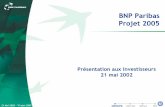 BNP Paribas Projet 2005 · 2014-03-06 · RØsultat net (part du groupe) en 2001 RØsultat net (part du groupe) en 2001 Capitalisation ... 26,3 32,0 33,0 34,0 43,2 46,3 47,3 48,1