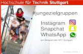 Studienbereich/Absender #jungezielgruppen Instagram Snapchat … · 2018-02-22 · Snapchat Snapchat ist ein Instant-Messaging-Dienst, mit dem Bilder und Videos (sogenannte Snaps)