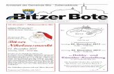 Bitzer Nikolausmarkt 02. Dezember 2017 - Willkommen in Bitz · 2017-11-27 · 63. Jahrgang Donnerstag, 23. November 2017 Nummer 47 Der lädt Sie am 1. Adventswochenende Samstag, 02.Dezember