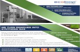 Startseite - ecoloop GmbH · Output: 18 IWW Invest: < 20 Mio € IRR: > ROI: 5 - 7 years Example: Utilisation of plastic waste fractions in the BBV process incl. power generation