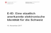 E-ID: Eine staatlich anerkannte elektronische Identität für die … · 2018-01-29 · Deutschland Elektronischer Personalausweis (2010) 2,5 Mio. Nutzer 3 % der Bev. Staat Staat