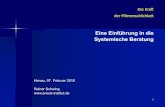 Eine Einführung in die Systemische Beratung · Eine Einführung in die Systemische Beratung Hanau, 07. Februar 2018 Rainer Schwing ... Eine Liste der Bitten: eine die Woche Kleine