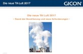 Die neue TA Luft 2017 - GICON · 2017. 3. 22. · Die neue TA Luft 2017 Warum ist eine TA Luft Überarbeitung notwendig? TA LUFT LETZTMALIG NOVELLIERT 2002 •Umsetzung der IE-RL