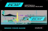 Bring Your Game | Powerplay - NETBALL PLAYING RULES Play Netball... · o‡side if that player enters any area other than the playing area for that designated position. 5.2 A player