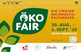 Öko Fair - 30. AUG. – 1. SEPT. ’19 Fair/PDFs/OEKO-FAIR-19... · 2019. 1. 14. · messe für nachhaltigen Lebensstil und Konsum, ... Gemeinden, Institutionen, Kultur- und Bildungseinrichtungen,