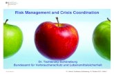Risk Management and Crisis Coordination - BfR · Crisis coordination (Länder and Federal Government level) Crisis council on political level Communication board Crisis management