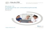 Module 15 - HEdS-FR · compétences seront développées à un premier niveau dans le module 15 (leadership au lit du patient et en équipe intradisciplinaire), puis se verront réexploitées