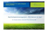 Nachhaltigkeitsmanagement – Wie machen wir das? · CSR/Nachhaltigkeit in der Logistik, Dialogistik Duisburg, 24.9.2012. ZNU - Zentrum für Nachhaltige Unternehmensführung ... Standortbestimmung