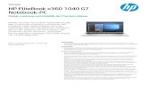 Notebook-PC HP EliteBook x360 1040 G7Datenblatt HP EliteBook x360 1040 G7 Notebook-PC Design, Leistung und Mobilität der Premium-Klasse Passen Sie Ihren PC an Ihren Arbeitsstil an.