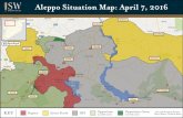 Aleppo Situation Map: April 7, 2016 · ALEPPO Al-Eis Al-Bab Manbij Jarabulus Al-Rai Kobani Tel Abyad Ayn Issa AR-RAQQA Tabaqa IDLIB Afrin 4 mi 7 km KEY ISIS Opposition (31 MAR 2016)