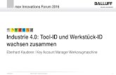 Industrie 4.0: Tool-ID und Werkstück-ID wachsen zusammen10.04.2016 Balluff GmbH, Eberhard Kauderer 1 mav Innovations Forum 2016 Industrie 4.0: Tool-ID und Werkstück-ID wachsen zusammen