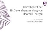 Jahresbericht der 19. Generalversammlung von Floorball Thurgau · und wir sind bereits in den Play-off ¼-Finals ausgeschieden. Analyse & Ausblick: Viele mögliche Gründe könnten