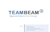 Tipps und Tricks für Ihren Einstieg - TeamBeam · 1. Dateien senden - my.TeamBeam: Loggen Sie sich zunächst mit Ihrem Benutzernamen und Passwort ein. Klicken sie im Menü auf „Transferieren“