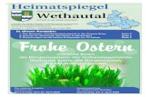 In dieser Ausgabe: Frohe Ostern - vgem-wethautal.de...Frohe Ostern wünscht Ihnen die Bürgermeisterin der Verbandsgemeinde Wethautal sowie alle Bürgermeister der Mitgliedsgemeinden