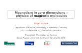 Magnetism in zero dimensions -- physics of magnetic molecules - …schnack/talks/... · 2020. 7. 27. · Contents for you today Contents for you today Fe 10 1. Single Molecule Magnets