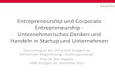 Entrepreneurship und Corporate Entrepreneurship ... · Handeln in Startup und Unternehmen Gastvortrag an der Universität Stuttgart im Rahmen der Ringvorlesung: „Existenzgründung
