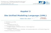 Kapitel 3 Die Unified Modeling Language (UML) · Die Unified Modeling Language (UML) 3.1 Modellierung und UML 3.2 Beispiel: Modellierung einer Uhr 3.3 Strukturdiagramme im Kleinen:
