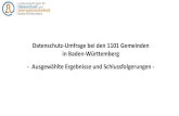 Datenschutz-Umfrage bei den 1101 Gemeinden in Baden ...€¦ · Der Sicherheit der Verarbeitung (Art. 32 DS-GVO) kommt dabei ein hoher Stellenwert zu. Vor diesem Hintergrund sind