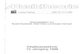 Inhaltsverzeichnis 13. Jahrgang 1998 · 13. Jahrgang 1998 . Inhalt des 13. Jahrgangs 1998 Rudolf Bockholdt: Die Kunst, heim zu finden. Über Schlüsse und Anschlüsse in Schuberts