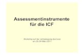 Assessmentinstrumente für die ICF€¦ · Mini-ICF-APP Übersicht über die Rating-Dimensionen 1. Fähigkeit zur Anpassung an Regeln und Routinen 2. Fähigkeit zur Planung und Strukturierung