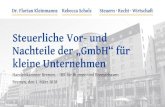 Steuerliche Vor- und Nachteile GmbH - Steuern Recht Gewinn vor Steuern und Zinsen 100.000 100.000 Zinszahlung
