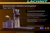 LACHNIT · Fördertechnik in Edelstahl LACHNIT Edelstahl-Elektrostapler Typ 421 KJ • mit Einfach- oder Teleskopmast erhältlich • Fahren, Heben und Senken stufenlos • Steuerung,