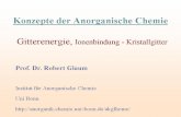 University of Bonn · Berechnung der Gitterenergie = 1 - -764k/ • mol G,exp Betrachtung der Gitterenergie Betrachtung der Nullpunktsenergie Als Korrekturfaktor wird