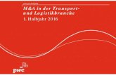 M&A in der Transport- und Logistikbranche€¦ · PwC | M&A in Transport & Logistik. Verteilung der Deals nach Sub-Sektoren Weltweit 1H2014 2H2014 1H2015 2H2015 1H2016 Anzahl Ges.