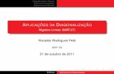 New APLICACOES DA˜ DIAGONALIZACAO˜ Algebra Linear (MAT-27) …rrpela/downloads/MAT27-2011-Aula... · 2011. 10. 21. · Diagonalizac¸˜ao e C onicasˆ Potˆencias de uma Matriz