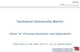 Technical University Berlin · Two Pressure Column System ... E-learning distance learning Virtual DCS DBTA Lab Experimental Apparatuses . d|b|t|a Fachgebiet Dynamik und Betrieb technischer
