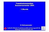 Transfusionsmedizin Sommersemester 2005 1.Stunde · • „SOP“ - Arbeitsanweisungen. Transfusionsgesetz § 1 Zweck des Gesetzes Zweck des Gesetzes ist es, nach Maßgabe der nachfolgenden