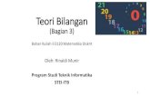 Teori Bilangan - Institut Teknologi Bandunginformatika.stei.itb.ac.id/~rinaldi.munir/Matdis/2020...1724 →3 angka terakhir = 724 →724 mod 26 = 22 (slot 22) Jadi, mobil-mobil yang