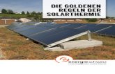 Die goldenen regeln der solarthermie...Die Goldenen Regeln der Solarthermie wurden mit Unterstützung der Fachkommission Solarthermie der Verbände Swissolar, Suissetec und Gebäude