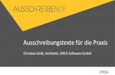 Christian Gold, Architekt, ORCA Software GmbH · Ausschreibungstexte für die Praxis Christian Gold, Architekt, ORCA Software GmbH