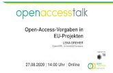 Open-Access-Vorgaben in EU-Projekten...Aug 27, 2020  · (ii) within six months of publication (twelve months for publications in the social sciences and humanities) in any other case.