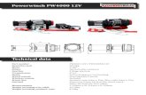 Powerwinch PW4000 12V PW3500 & 4000 & 4500...PW4000-12V / PW4000SR-12V 1814kg 3.3HP Hermetically combined 2-Stage plantary 271:1 Self locking gears, load holding Steering wheel remote