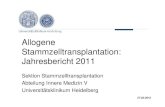 Allogene Stammzelltransplantation: Jahresbericht 2011...Jahresbericht 2011 27.02.2012. Zahlen. Keine Ind. Tod vor TPL Suche Neuvorstellungen: 183. 27.2.2012 0 20 40 60 80 100 120 1