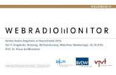 Webradiomonitor 2016 - BVDW...Webradiomonitor 2016 Online-Audio-Angebote in Deutschland 2016, Teil II: Angebote, Nutzung, Refinanzierung, Münchner Medientage, 26.10.2016 Prof. Dr.