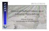 E R Ground Deformation and Lateral Spreading · 2012. 8. 22. · Evaluation of flow slide potential Static, limit equilibrium analysis Requires residual strength ~100 psf ~400 psf