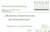„Moderner Gelenkersatz bei Kniearthrose“ · Revision is defined as a new operation in a previously resurfaced knee during which one or more of the components are exchanged, removed