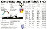 Erstbesatzung Schnellboot S-63ng Schnellboot S-63 · Leistung: 18.000 PS (4 Motoren MTU 16V 956 TB 911) Energieversorgung: 540 kVA (4 E-Diesel MWM mit je 177 PS) Bewaffnung: 2 Geschütze