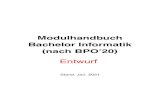 Modulhandbuch Bachelor Informatik (nachBPO’20) · 2021. 1. 15. · Mathematik 1: Logik und Algebra. Mathematics 1. Modulkennziffer: IBGT-M1 Bachelor Pﬂicht ⇥ Wahlpﬂicht ⇤