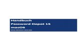 Handbuch Password Depot 15 macOS...Hilfe: Sie gelangen hier zur Password Depot-Homepage, zum direkten Online-Support und können die Installation der Add-Ons für Google Chrome und