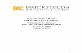 Programme Handbook BRICKFIELDS ASIA COLLEGE