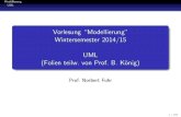 Modellierung Wintersemester 2014/15 UML (Folien teilw. Modellierung UML Klassen- und Objektdiagramme