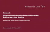 Handout: Studierendenmarketing in New Social Media ... ... Hochschulmarketing in New Social Media Social