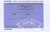SME SMET-VDE-40009320 - VDE VDE Prأ¼f- und Zertifizierungsinstitut Diese Anlage gilt nur in Verbindung