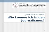 1 Journalismus 2012: Wie komme ich in den Journalismus?